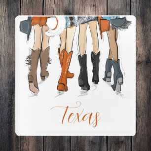 Texas Dames Mode Cowboy Laarzen Sinaasappel Custom Glazen Onderzetter