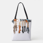 Texas Dames Mode Cowboy Laarzen Sinaasappel Custom Tote Bag (Achterkant)