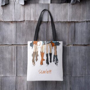 Texas Dames Mode Cowboy Laarzen Sinaasappel Custom Tote Bag
