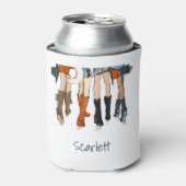 Texas Dames Mode Cowboy Laarzen Wit Custom Blikjeskoeler (Blikje Voorkant)