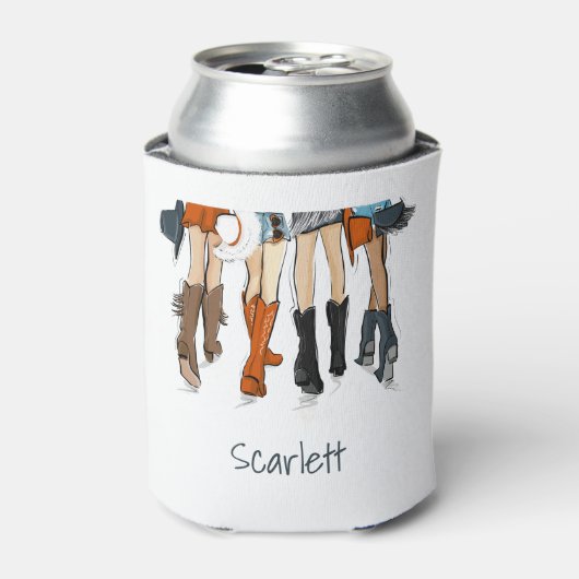 Texas Dames Mode Cowboy Laarzen Wit Custom Blikjeskoeler (Blikje Voorkant)