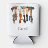 Texas Dames Mode Cowboy Laarzen Wit Custom Blikjeskoeler (Voorkant)