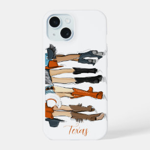 Texas Dames Verbrand Oranje Cowboylaarzen Hats iPhone 15 Case