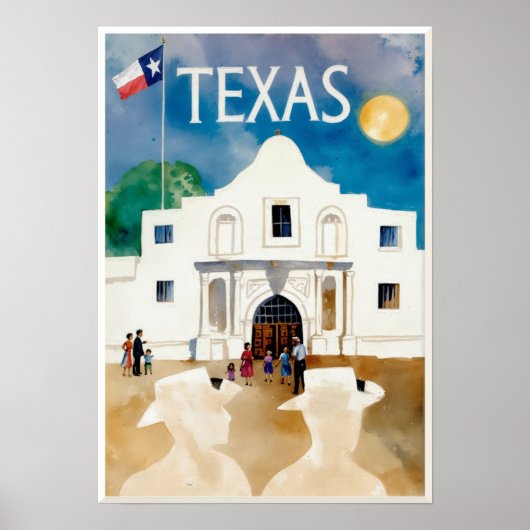 Texas, de Alamo, reisposter Poster (Voorkant)