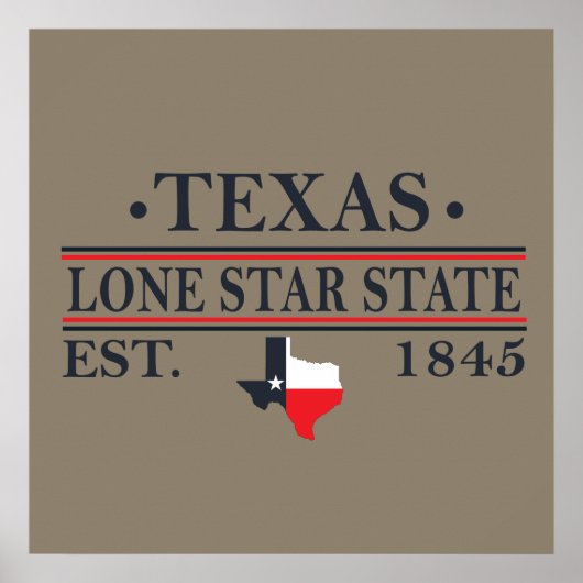 texas de lone star staat contour poster (Voorkant)