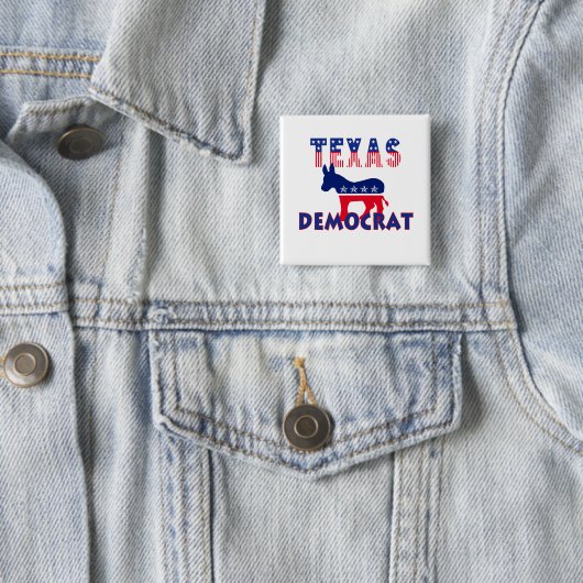 Texas Democraat Vierkante Button 5,1 Cm (In situ)