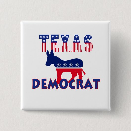 Texas Democraat Vierkante Button 5,1 Cm (Voorkant)