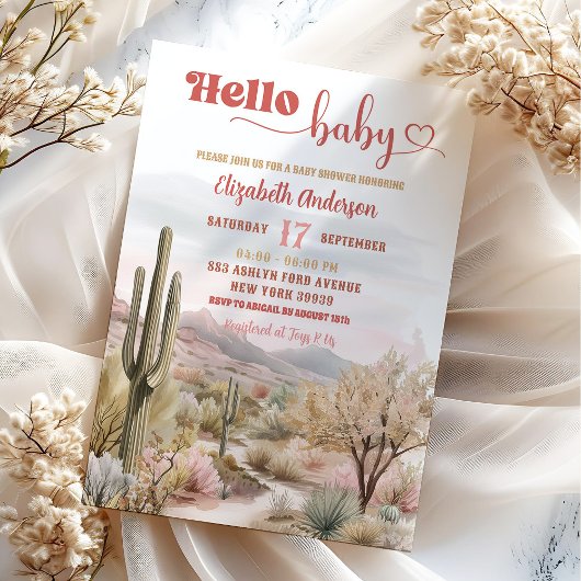 Texas Desert Baby shower Hallo Baby Kaart