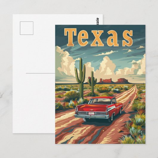 Texas Desert Vintage Auto Briefkaart (Voorkant / Achterkant)