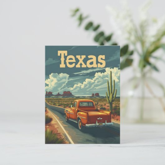 Texas Desert Vintage Auto Briefkaart (Staand voorkant)