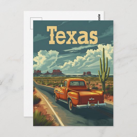 Texas Desert Vintage Auto Briefkaart (Voorkant / Achterkant)