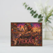 Texas Día de los Muertos Retro Briefkaart (Staand voorkant)