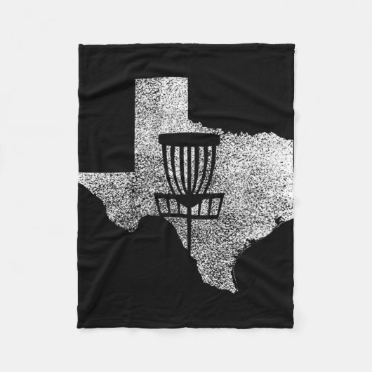 Texas Disc Golf Staat Met Sket Distressed Grafisch Fleece Deken (Voorkant)
