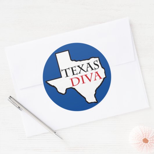 "Texas Diva" Ronde Sticker (Envelop)