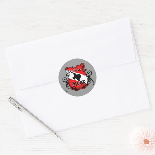 Texas Diver Ronde Sticker (Envelop)
