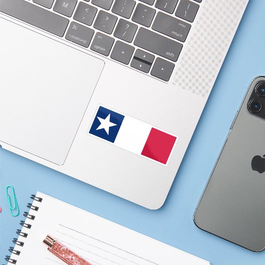 Texas Dodson-vlag Sticker (Laptop met iPhone)