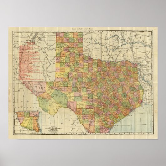 Texas door Rand McNally Poster (Voorkant)