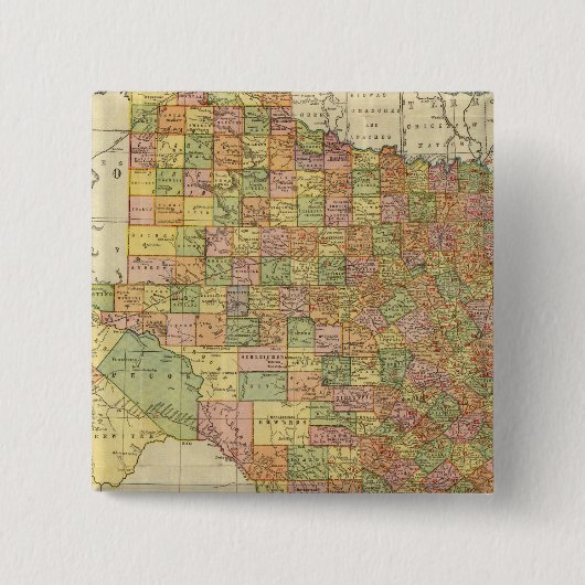 Texas door Rand McNally Vierkante Button 5,1 Cm (Voorkant)