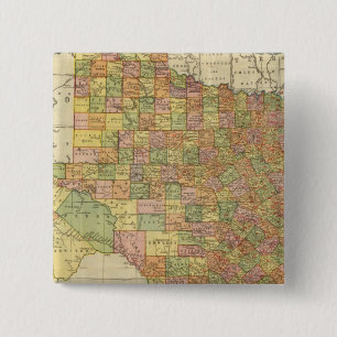 Texas door Rand McNally Vierkante Button 5,1 Cm