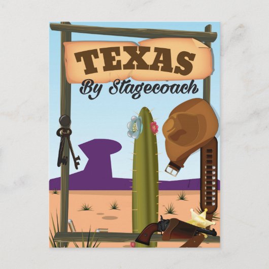 Texas door Stagecoach Briefkaart (Voorkant)