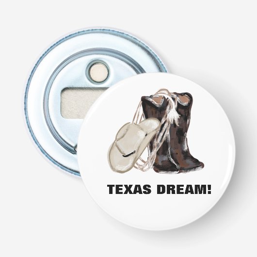 TEXAS DROOM! BUTTON FLESOPENER (Voorkant)