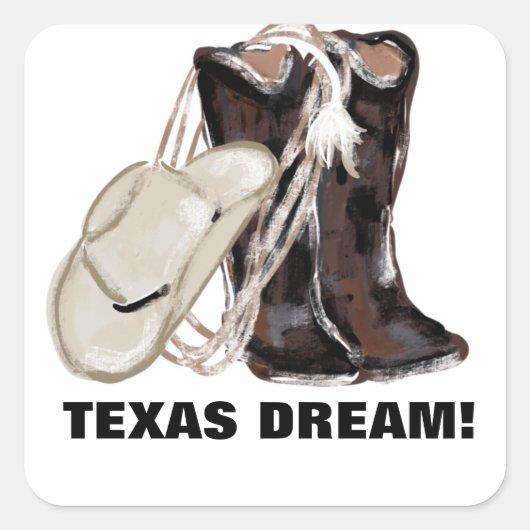TEXAS DROOM! VIERKANTE STICKER (Voorkant)
