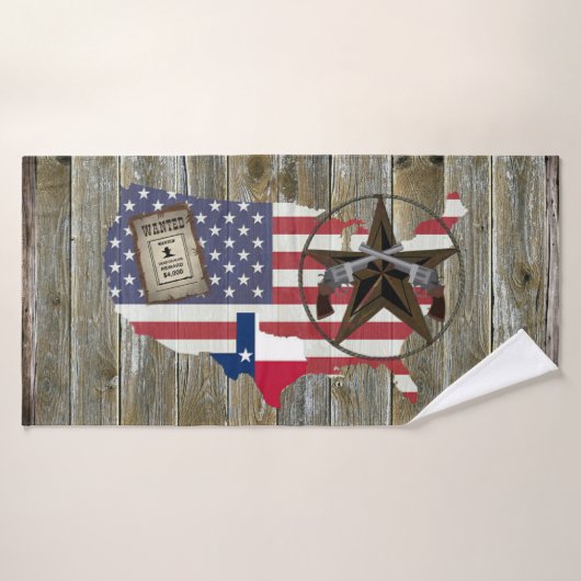 Texas Dueling Pistols Lone Star State Map Bad Handdoek (Badhanddoek)