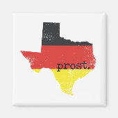 Texas-Duitse vlag Prost met distressed-effect Magneet (Voorkant)