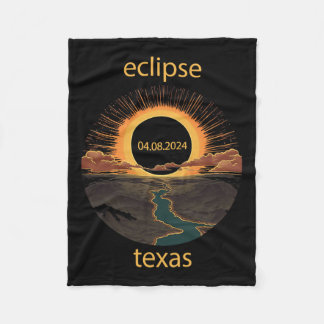 Texas Eclipse april 8 2024 04.08.2024 Texas Solar Fleece Deken