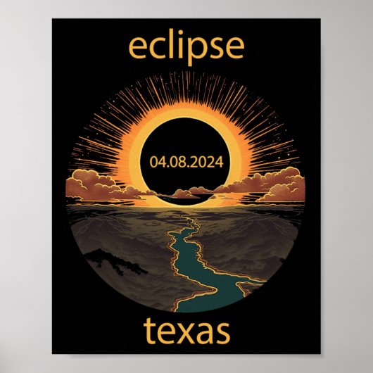 Texas Eclipse april 8 2024 04.08.2024 Texas Solar Poster (Voorkant)