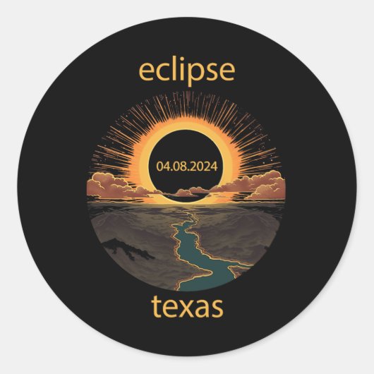 Texas Eclipse april 8 2024 04.08.2024 Texas Solar Ronde Sticker (Voorkant)