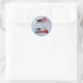 Texas en Amerikaanse vlag Ronde Sticker (Tas)
