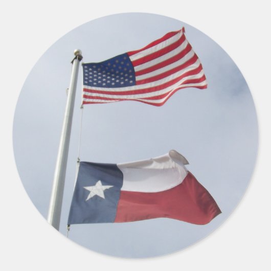 Texas en Amerikaanse vlag Ronde Sticker (Voorkant)