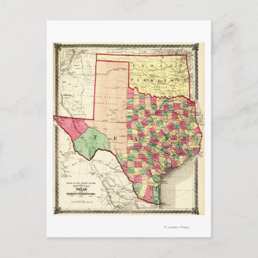 Texas en Indian TerritoryPanorama Briefkaart (Voorkant)