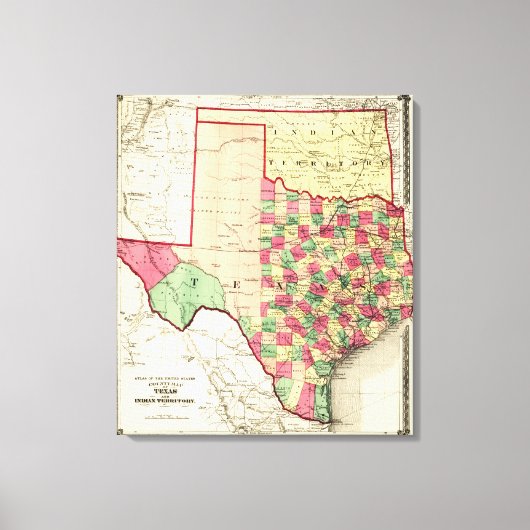Texas en Indian TerritoryPanorama Canvas Afdruk (Voorkant)