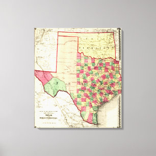 Texas en Indian TerritoryPanoramic Map Canvas Afdruk