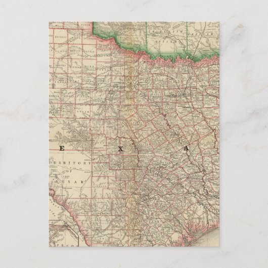 Texas en Indische Territorium Briefkaart (Voorkant)