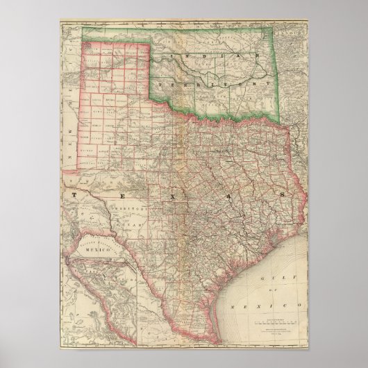 Texas en Indische Territorium Poster (Voorkant)