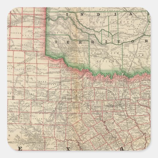 Texas en Indische Territorium Vierkante Sticker (Voorkant)