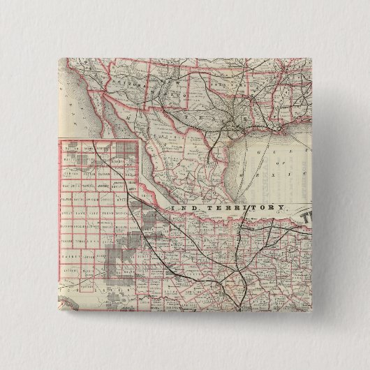 Texas en Mexico, Houston Vierkante Button 5,1 Cm (Voorkant)