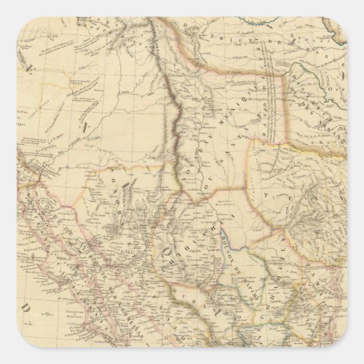 Texas en Mexico Vierkante Sticker (Voorkant)