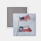 Texas en Verenigde Staten Vlag Square Magnet (Voorkant / Achterkant)