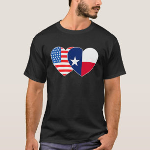 Texas en VS vlag tweekleurig hart voor Texaanse Am T-shirt