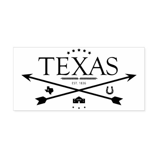  Texas Est. 1836 Pijlen Rubber Art Stempel (Afrduk)