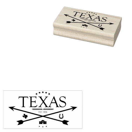  Texas Est. 1836 Pijlen Rubber Art Stempel (Gestempeld)