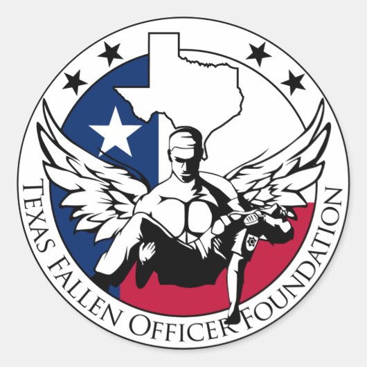 Texas Fallen Officer Foundation Ronde Sticker (Voorkant)