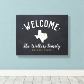 Texas Familie Monogram Welkomstbord Canvas Afdruk (Insitu (Houten vloer))