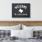 Texas Familie Monogram Welkomstbord Canvas Afdruk (Insitu (Slaapkamer))
