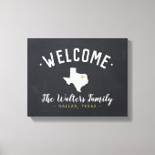 Texas Familie Monogram Welkomstbord Canvas Afdruk (Voorkant)