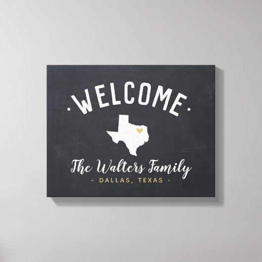 Texas Familie Monogram Welkomstbord Canvas Afdruk (Voorkant)